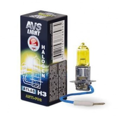 Галогенная лампа H3 AVS/ATLAS ANTI-FOG/BOX 12V.55W жёлтый